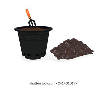 Prepare soil for planting in pots.