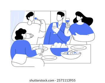 Prepare Sunday brunch isolated cartoon vector illustrations. Brunch with friends at home, delicious food on the table, people lifestyle, leisure time together, close relationship vector cartoon.