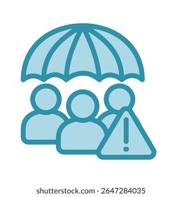 Prepare Team dual tone blue color, mini ícone de ilustração. use para conceito moderno, impressão, UI, kit UX, web e desenvolvimento de aplicativos. Vetor relacionado com gestão de riscos, negócios, finanças.
