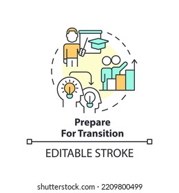 Prepare For Transition Concept Icon. Coaching Tip Abstract Idea Thin Line Illustration. Transfer Knowledge To Mentee. Isolated Outline Drawing. Editable Stroke. Arial, Myriad Pro-Bold Fonts Used