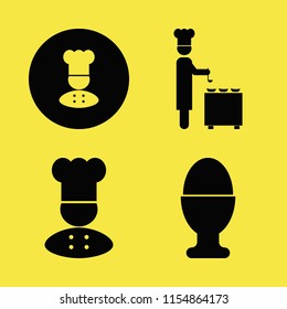 prepare vector icons set. with chef ladle, chef and egg cup in set