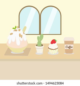 Prepare for your dessert time with hot coffee, Snow milk and cupcake