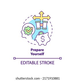 Prepare yourself concept icon. Be ready to transformations. Adaptability tip abstract idea thin line illustration. Isolated outline drawing. Editable stroke. Arial, Myriad Pro-Bold fonts used