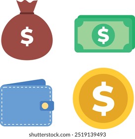 Preparados e limpos ícones vetoriais relacionados com a economia