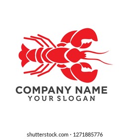 Prepared lobster logo template . Isolated lobster on white background. 