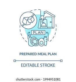 Prepared meal plan concept icon. Eating strategy for disease treatment. Healthy foods for illness. Diabetes abstract idea thin line illustration. Vector isolated outline color drawing. Editable stroke