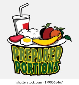 Prepared portions for health illustration vector