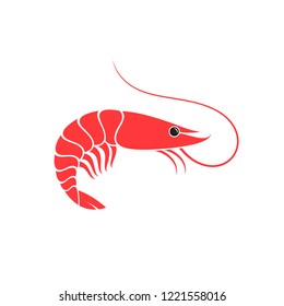 Prepared shrimp icon. Vector illustration EPS10. Isolated shrimp on white background. Abstract logo