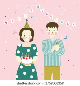 I prepared it for you. Cute surprise birthday party with delicious cake for loving family, friends and lovers