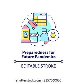 Preparedness for future pandemics concept icon. World recovery after covid abstract idea thin line illustration. Isolated outline drawing. Editable stroke. Arial, Myriad Pro-Bold fonts used