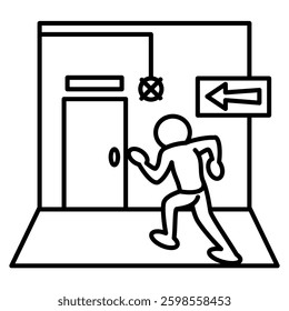 Preparedness icon represented by emergency door Line style.