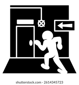 Preparedness icon represented by emergency door Black Filled style.