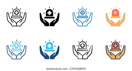 Preparedness icons set multiple style collection. Editable stroke 
