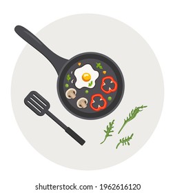 Preparing breakfast. Healthy eating. Flat illustration on white background