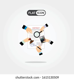 Preparing Business Contracts. Vector Image.