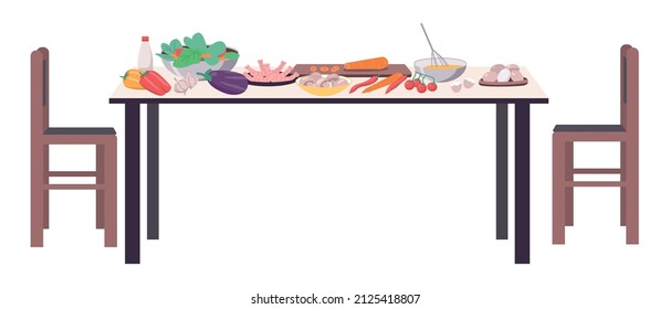 Preparing dishes for evening semi flat color vector object. Full sized item on white. Interior item. Part of kitchen arrangement simple cartoon style illustration for web graphic design and animation