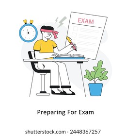 Preparing For Exam  Flat Style Design Vector illustration. Stock illustration