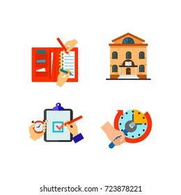 Preparing for exam icon set