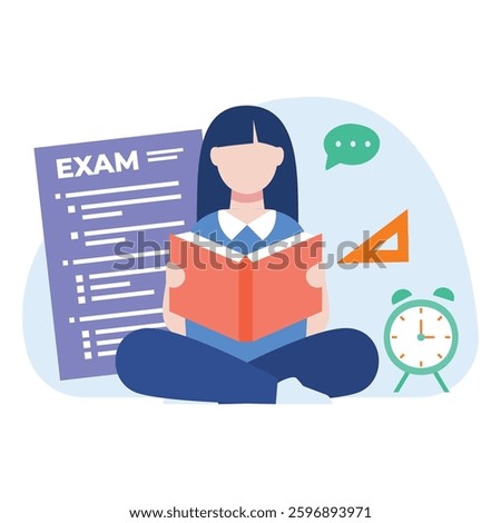 Preparing For Exam Vector illustration which can easily modify or edit

