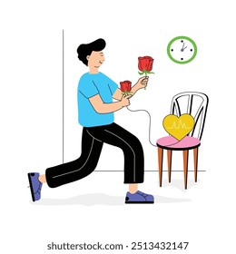 Preparing to express heartfelt, proposal practice flat illustration