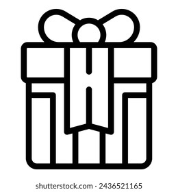 Preparando el vector de contorno de icono sorpresa de entrega de regalo. Presente el envío de mensajería. Tienda de artículos de regalo