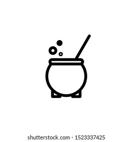 Preparing magic potion line icon. Pot or cauldron for mystery. Halloween concept. Vector illustration can be used for topics like alchemy, witchcraft, elixir