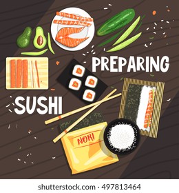Preparing Sushi Ingredients And Technique