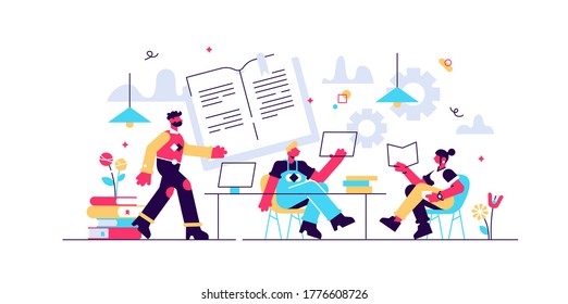 Preparing test together. Learning and studying with friends. Effective revision, revision timetables and planning, how to revise for exams concept. Bright vibrant violet vector isolated illustration