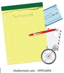 Preparing wills with the check. Vector illustration.