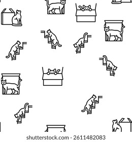 preposition english language vector seamless pattern thin line illustration