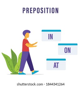 preposition English learning vector illustration