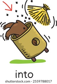 Preposition of movement. Bear goes INTO the beehive