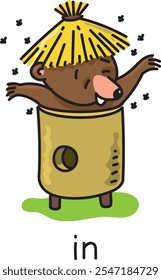 Preposition of place. Bear in the beehive