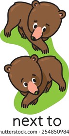 Preposición del lugar. Oso junto a otro oso