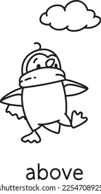Preposition of place. The cloud above the penguin