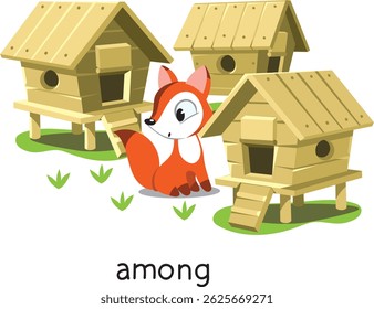 Preposition of place. Fox AMONG the henhouses