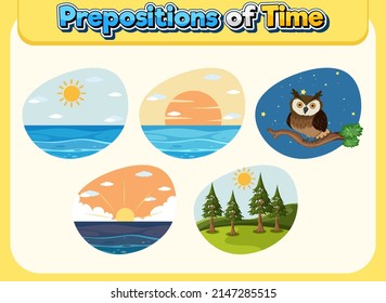 Preposición de la ilustración de diseño de afiches de tiempo