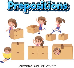 Prepostion Wordcard Design Girl Box Illustration Stock Vector (Royalty ...