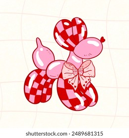 Preppy Balloon Dog Clipart, Coquette Balloon Animal Clipart, Party, Y2K Room Decor, retro balloon dog, Coquette clipart , coquette bow, bubble dog clipart, Pink Balloon Dog