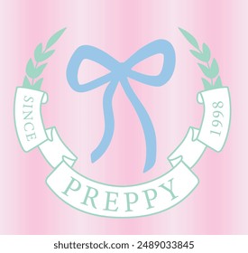 Preppy bow crest with scroll