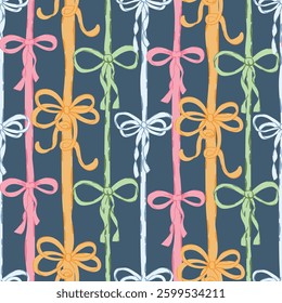 Preppy bows seamless pattern. coquette bow knots, ribbons background for fabric, wallpaper, wrapping
