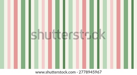 Preppy Christmas Vertical Stripes Seamless Pattern, Pastel Pink and Green Geometric Vector Background for Gift Wrap

