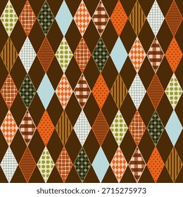 Preppy patchwork diamante retro patrón sin fisuras acolchado diseño de fondo textil, chatarra, abrigo