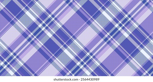 Preppy plaid seamless pattern, knot texture background textile. Mid tartan check fabric vector in blue and indigo colors palette.