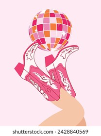 Preppy Room Decor Posters, Pink Aesthetic Poster, Pink Smile, Pink And Orange Cheetah Poster, Howdy Cowgirls Art, Funny Disco Ball For Funny Bathroom, Vector illustration