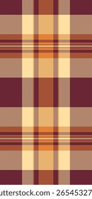 Preppy seamless texture plaid, styled fabric vector pattern. Site textile tartan background check in red and amber colors palette.