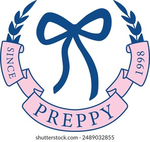 Preppy varsity logo with bow 