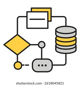 Preprocessing and Machine Learning Workflow vector Icon design
