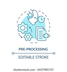 Pre-processing soft blue concept icon. Virtual assistant, transformative tools. Data processing. Round shape line illustration. Abstract idea. Graphic design. Easy to use in infographic