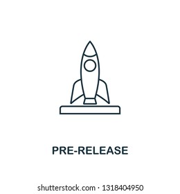 Pre-Release outline icon. Thin line element from crowdfunding icons collection. UI and UX. Pixel perfect pre-release icon for web design, apps, software, print usage